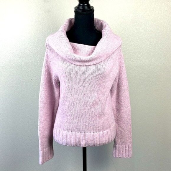 Anthropologie Cashmere Wool Sweater Cowl Neck Oversize Pastel Lilac Turtleneck S - Picture 1 of 9